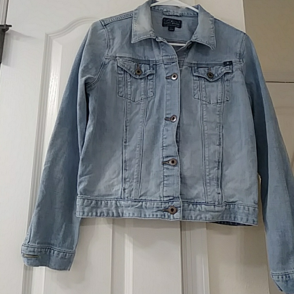 Lucky Brand denim jacket L light washed distressed